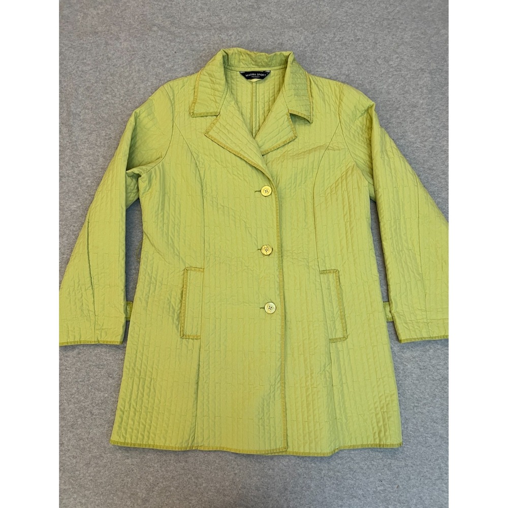 Marina Rinaldi Sports Coat Jacket Women's Size 21 M/L Lime Green Quilted Belted
